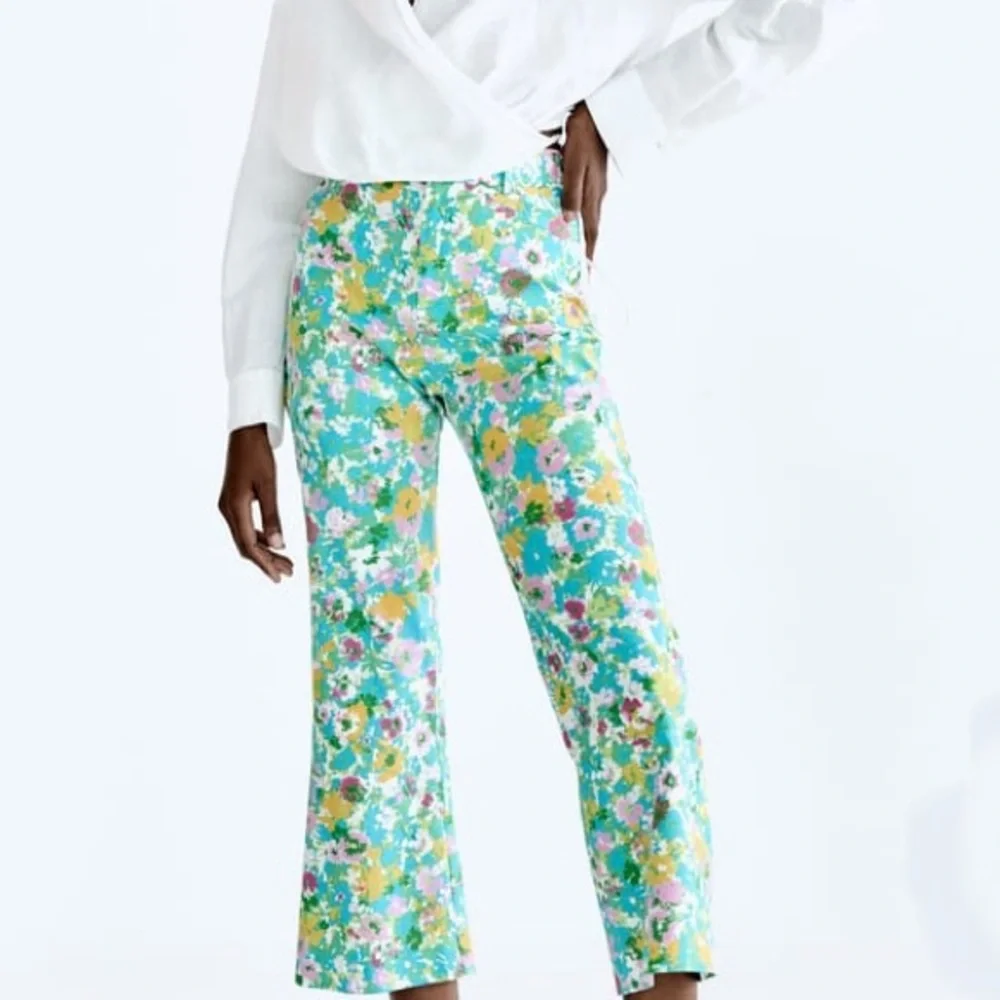 Zara Linen High Waist Floral Women’s Pants Size 2